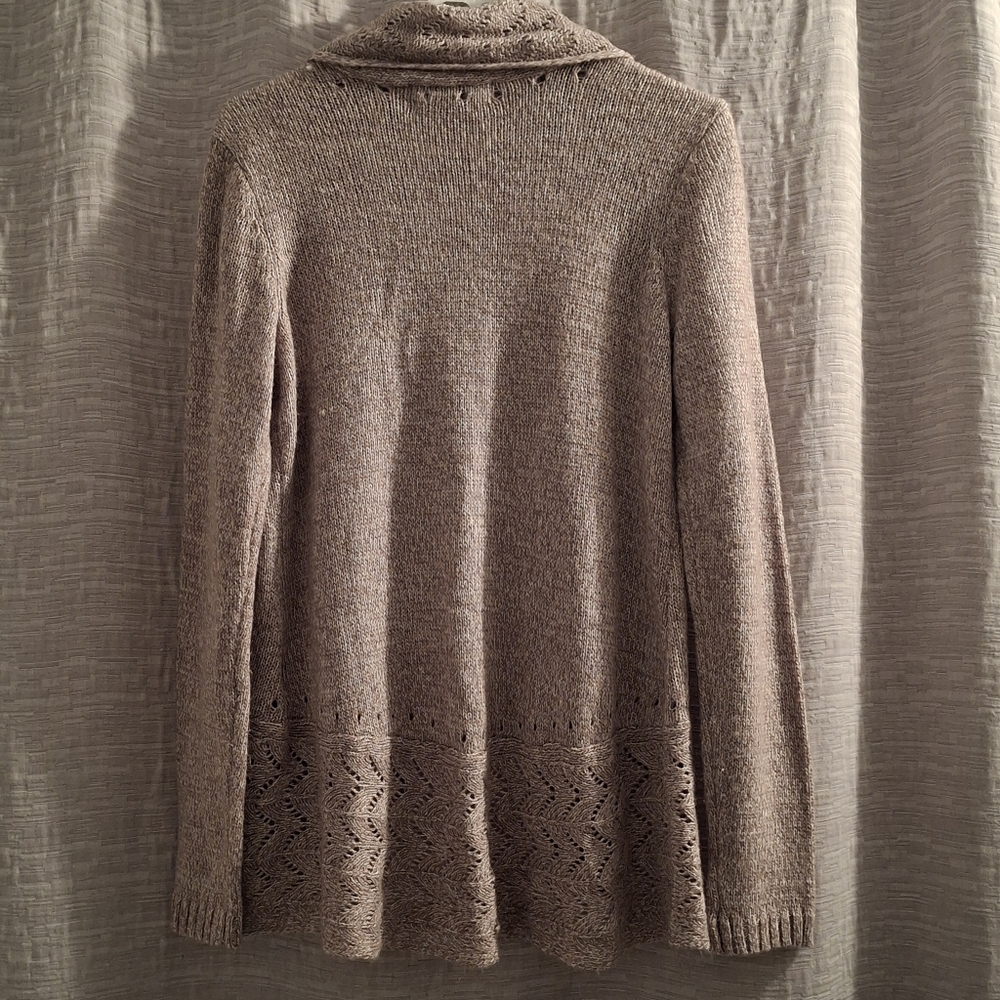 Karen Scott Open Front Pointelle Cardigan Oatmeal - Small - Picture 5 of 5